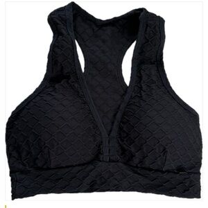LF Estilosa Black Textired Padded Sports‎ Bra Stretch Slip on Women's Small EUC